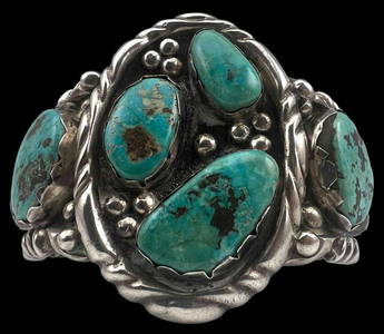Native American Sterling Silver Turquoise Cuff Bracelet