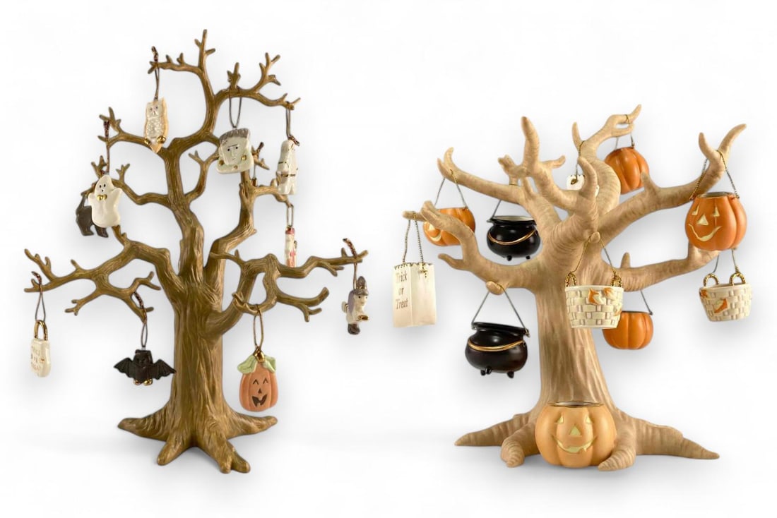 Two Lenox Porcelain Halloween Trick-Or-Treat Trees With Original Boxes (1 of 16)