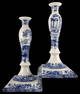 Spode Blue & White Transferware Porcelain Candlesticks
