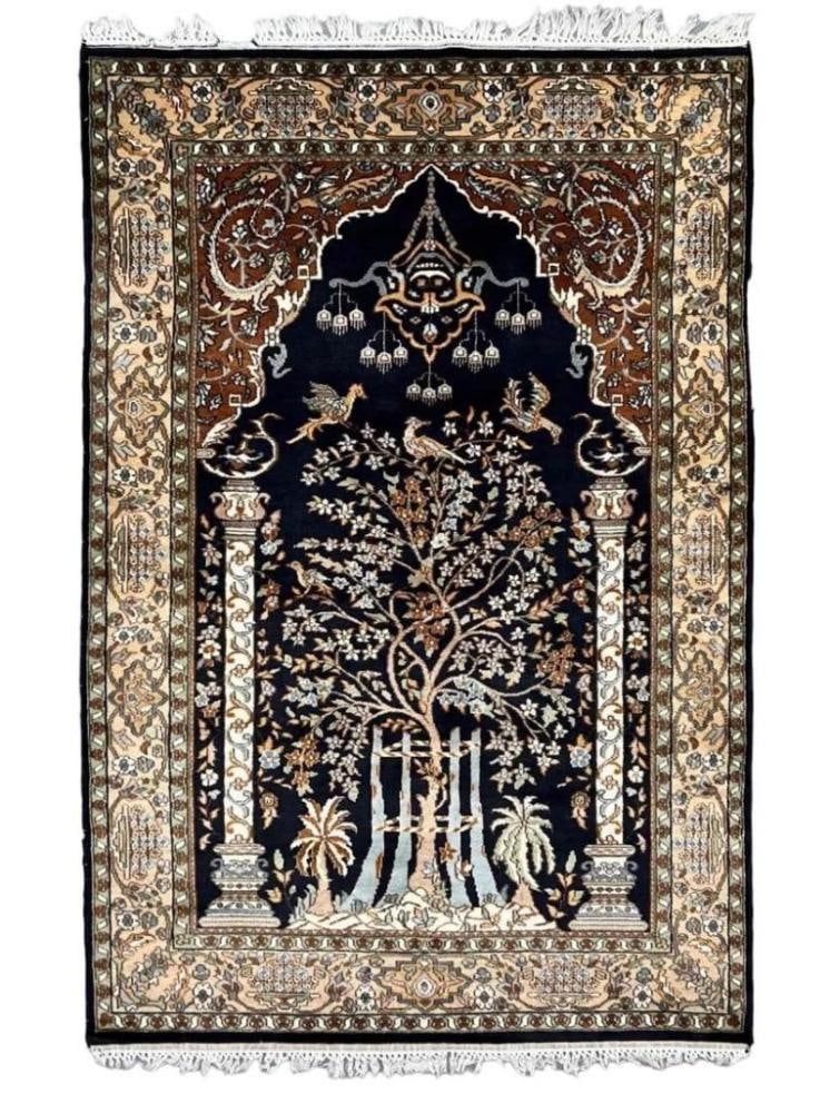 Hand Knotted Tree of Life Rug, Probably Persian: Hand Knotted Tree of Life Rug, Probably Persian. Approximately 72L x 50W in.