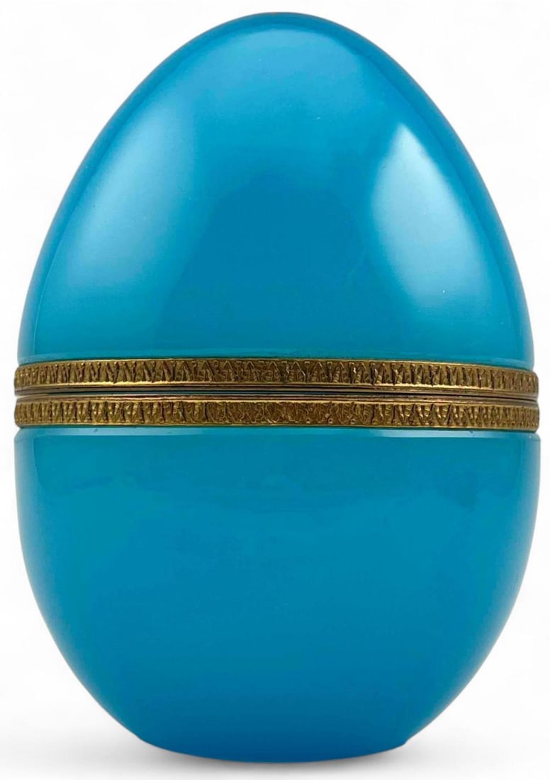 Large Blue Opaline Glass Egg Form Box (1 of 10)
