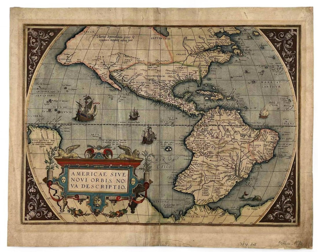 Abraham Ortelius, Americae Sive Novi Orbis, Hand Colored Map Of The New World (1 of 16)