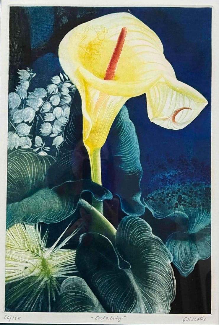 G.H. Rothe (1935-2007), Calla Lily, Signed Mezzotint (1 of 12)