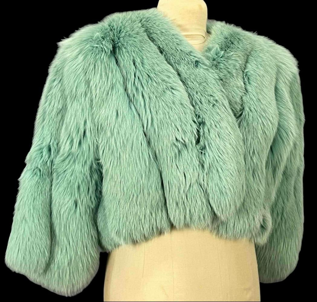Cropped Blue Fur Coat (1 of 6)