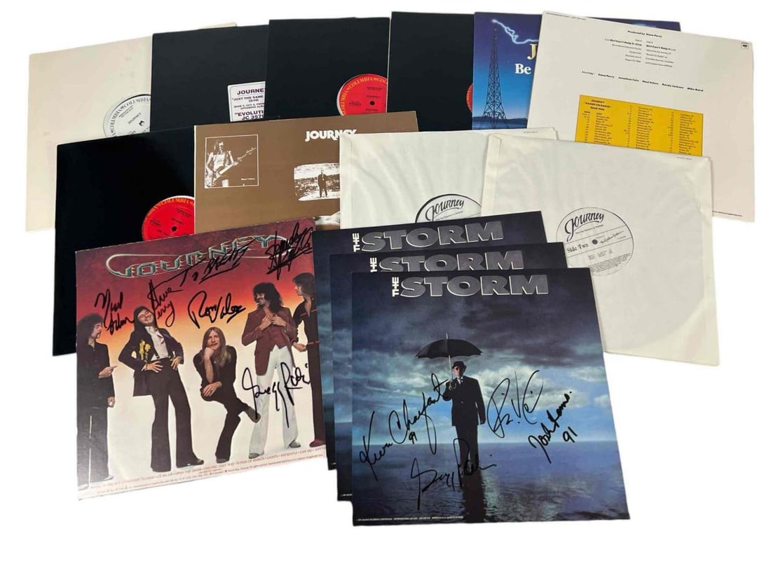 Journey, Nine Vinyl Records, Autographed Album Cover & The Storm Signed Photo (1 of 18)