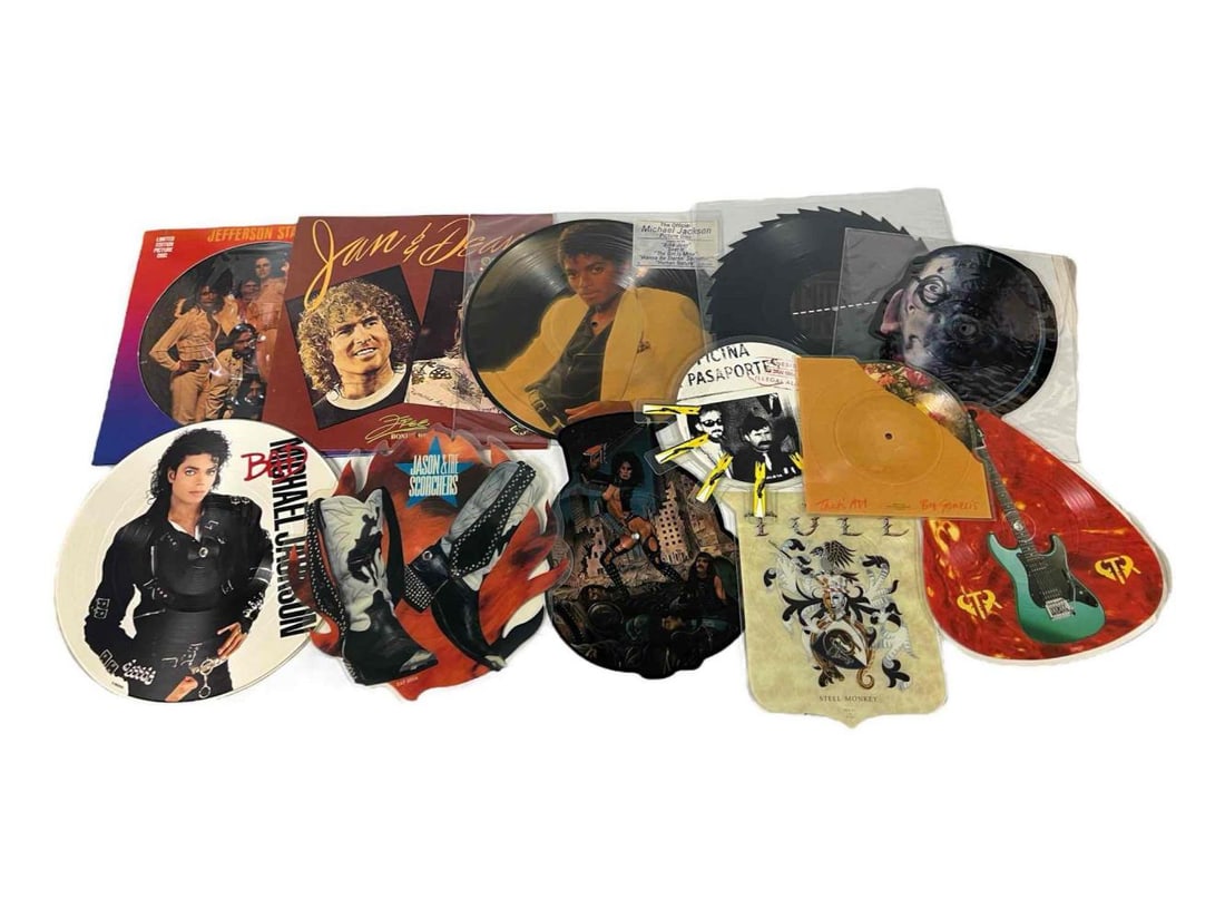 Twelve Vinyl Picture Disc Records Including Michael Jackson, Jethro Tull, And Other Artists (1 of 16)
