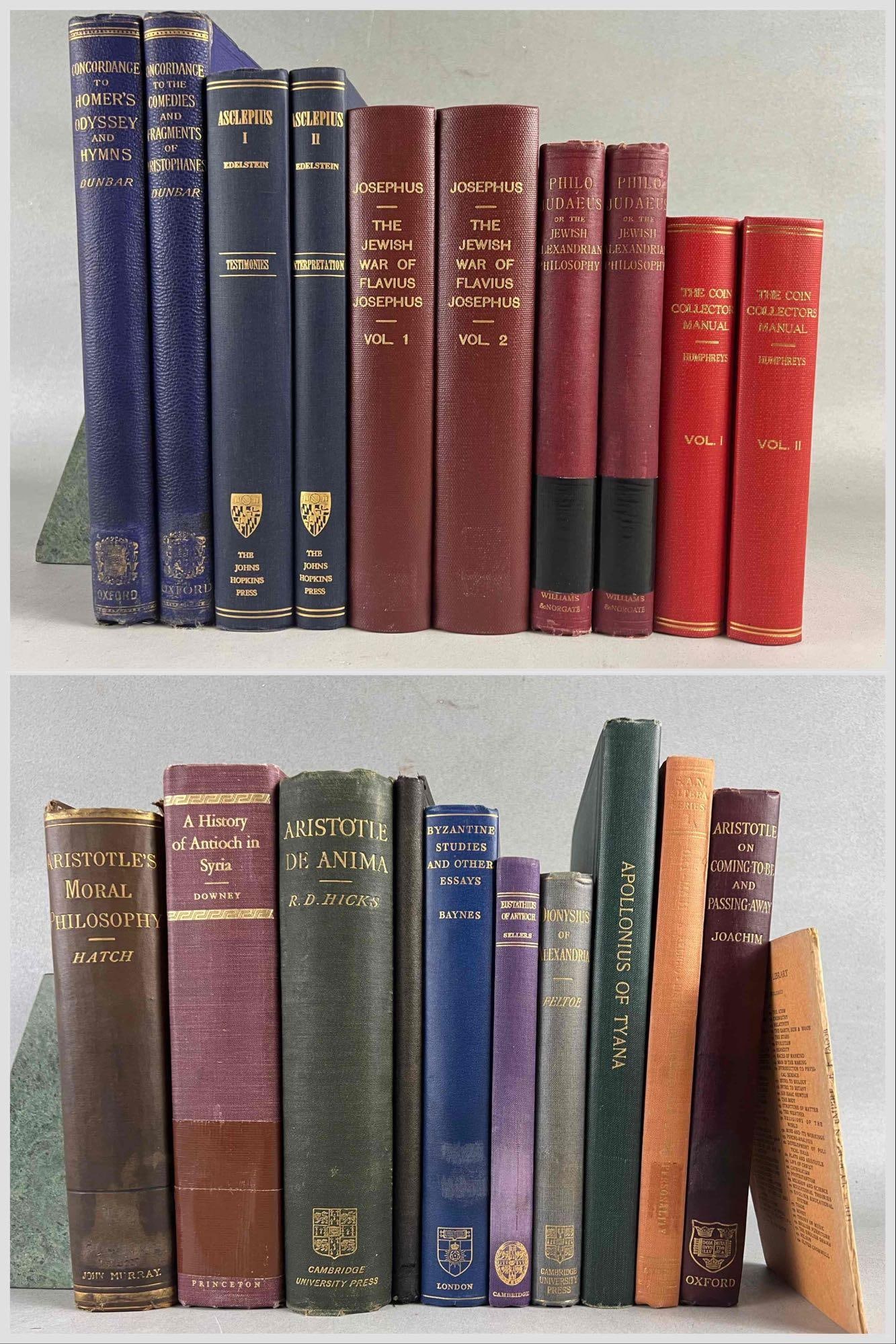 Lot Of Books: Most On Greek & Roman Subjects (1853-1967): Lot Of Books: Most On Greek & Roman Subjects (1853-1967). Includes: The Jewish War of Flavius Josephus, Ed. Isaac Taylor, Two Volumes, 1851, later binding.
