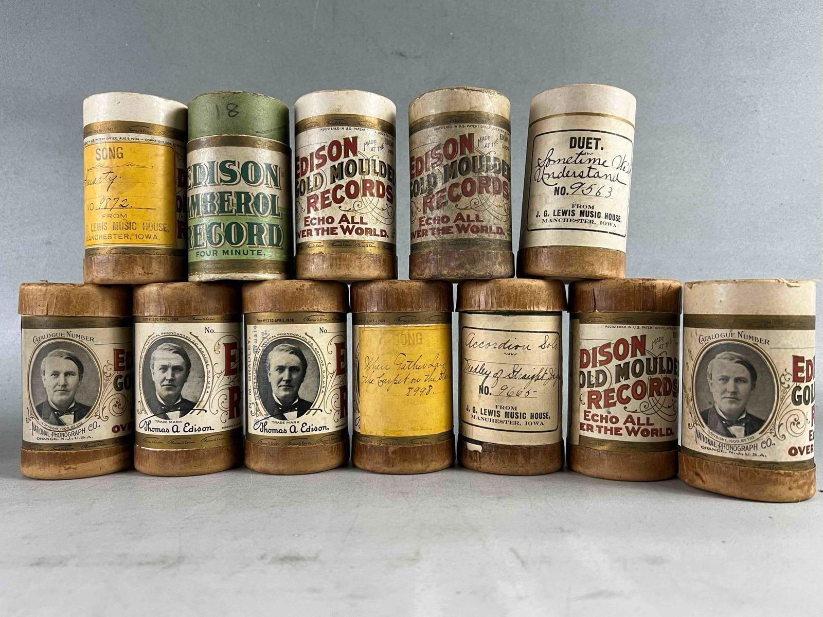 Edison Gold Moulded Cylinder Records For Phonograph (1 of 5)