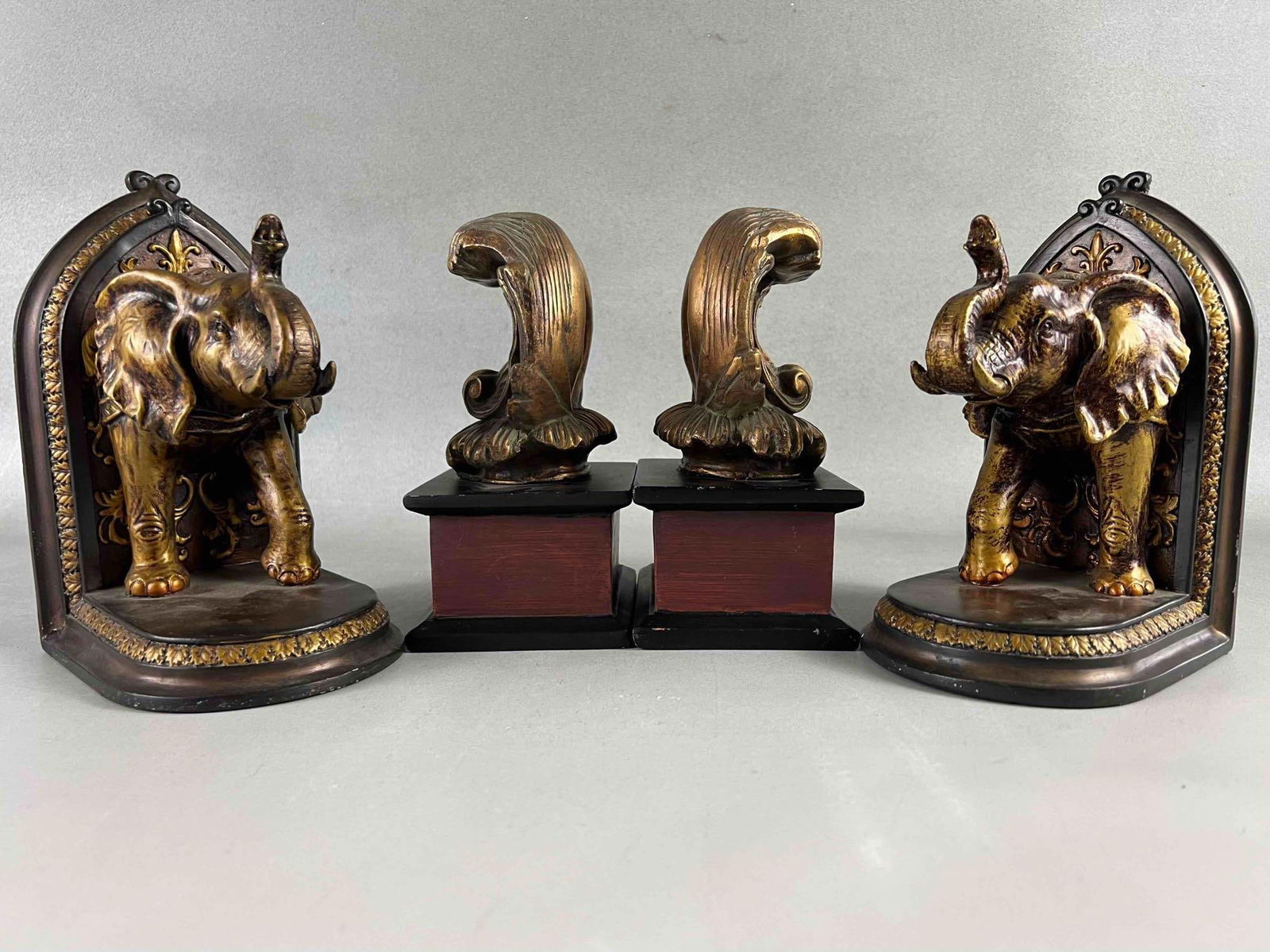 Two Pairs Of Gold Tone Composite Book Ends (1 of 7)