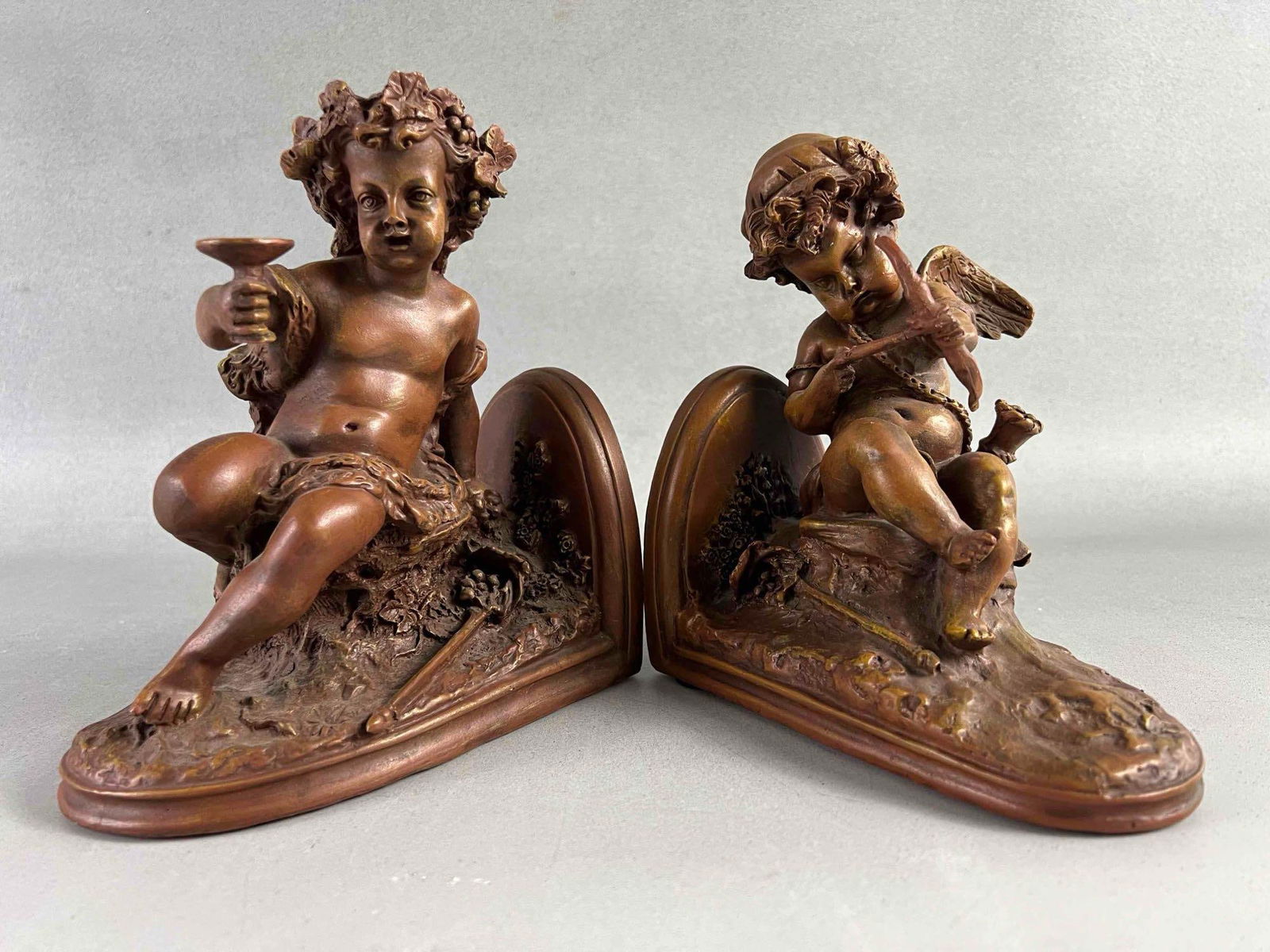 Pair Of Composite Cherub Book Ends (1 of 3)