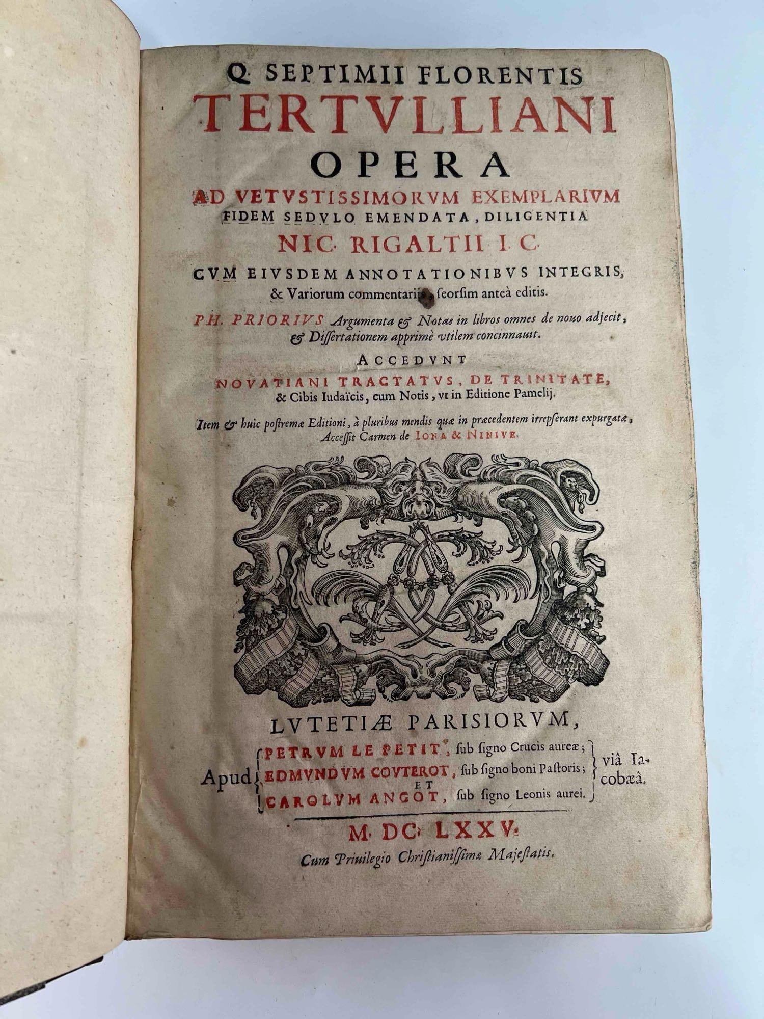 Q Septimii Florentis Tertulliani Opera, Ca. 1675 (1 of 10)