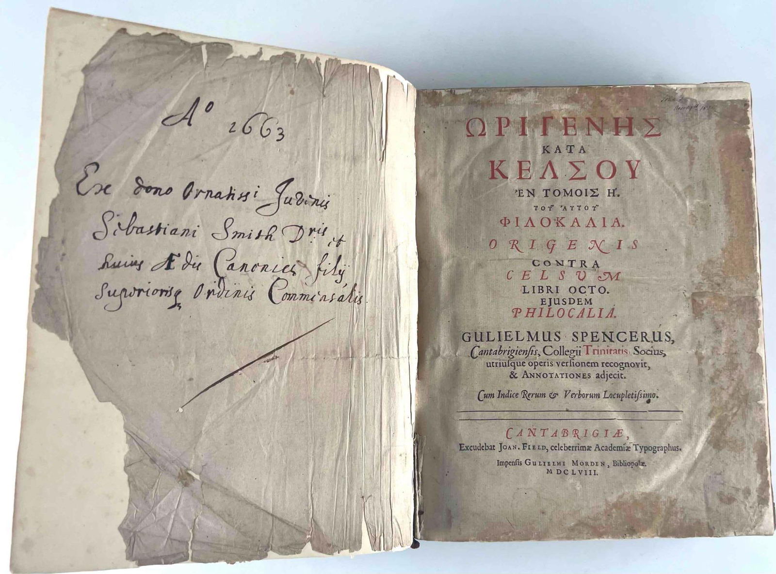 Origenis Contra Celsum Libri Octo, William Spencer, C.1658 (1 of 19)