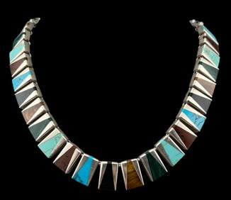 Vintage Sterling Silver Taxco Multi Stone Necklace