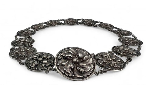 Antique Hand Cast German Silver Belt