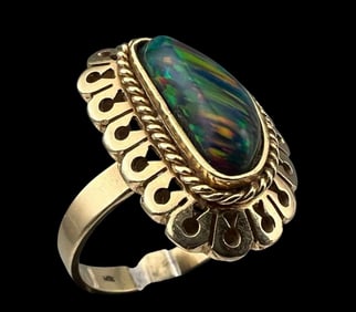 14K Opal Crescent Ring