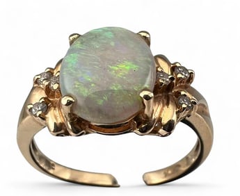 14K Opal & Diamond Ring