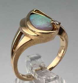 14K Opal Diamond Ring