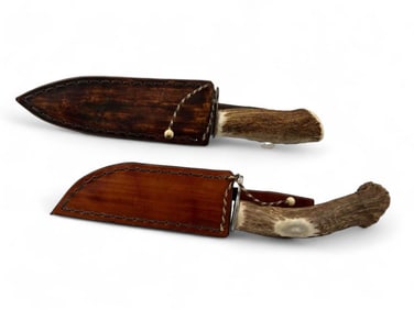 Bob Bulgin, Gros Ventre Native American Hunting Knives With Antler Handles.