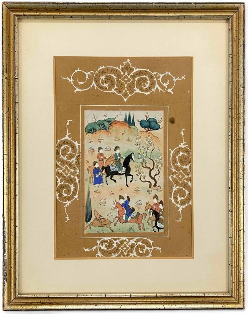 Persian Miniature Painting, Hunt Scene (1 of 9)
