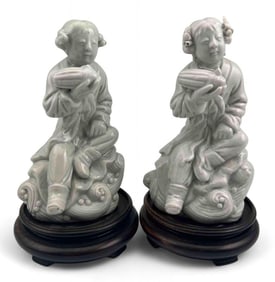 Pair Of Chinese Blanc De Chine Porcelain Figures
