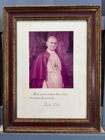 Pope Paul VI (1897-1978), Autographed Photograph With Christmas Inscription, Embossed Vatican Seal