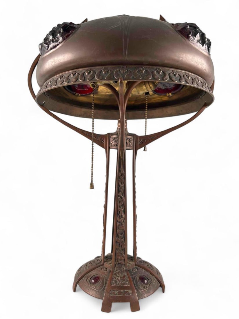 Art Nouveau Jeweled Bronze Table Lamp, Attributed To Georges Leleu (1 of 15)