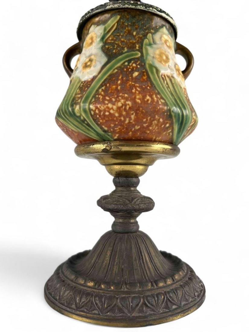 Antique Roseville Pottery Table Lamp, Jonquil Pattern (1 of 14)