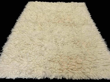 Mid Century Flokati High Pile Wool Rug
