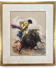 Juan Reus (Spanish, 1912-2003), Matador Scene, Gouache On Paper