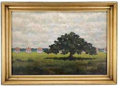 R.E. Smith (Robert E. Smith) Master and the Slaves, Folk Art Oil On Board, American