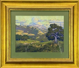 Rodolfo Rivademar, California Plein Air Lanscape, Pastel On Paper