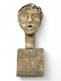 Unusual Cement Bust Of Boy