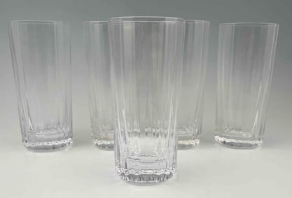 Dansk Oval Facette Highball Glasses, Set Of Four Plus One
