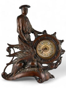 Antique Figural Bronze Sailor Clock
