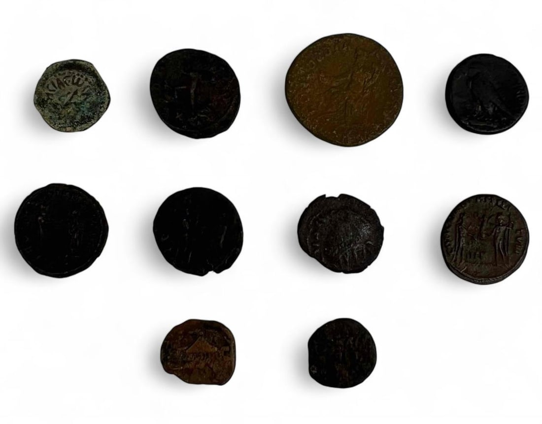 10 Ancient Coins, Herod Agrippa I, Aurelian, Vespasian, Claudius, And More (1 of 6)
