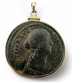 Large Roman Bronze Coin Pendant