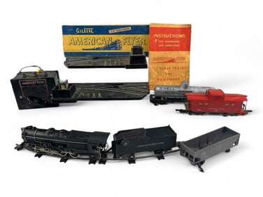Model Train Set With American Flyer Locomotive 312