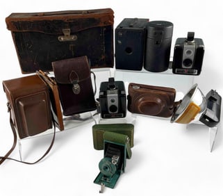 Lot Of Vintage Cameras & Accessories Including Kodak Petite