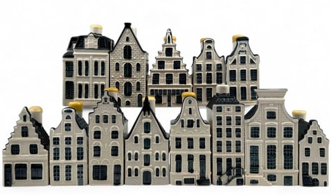 Set Of Thirteen KLM Bols Delft Houses