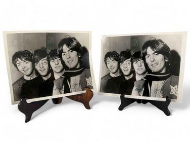 The Beatles, Two Autopen Signed Promotional Photographs