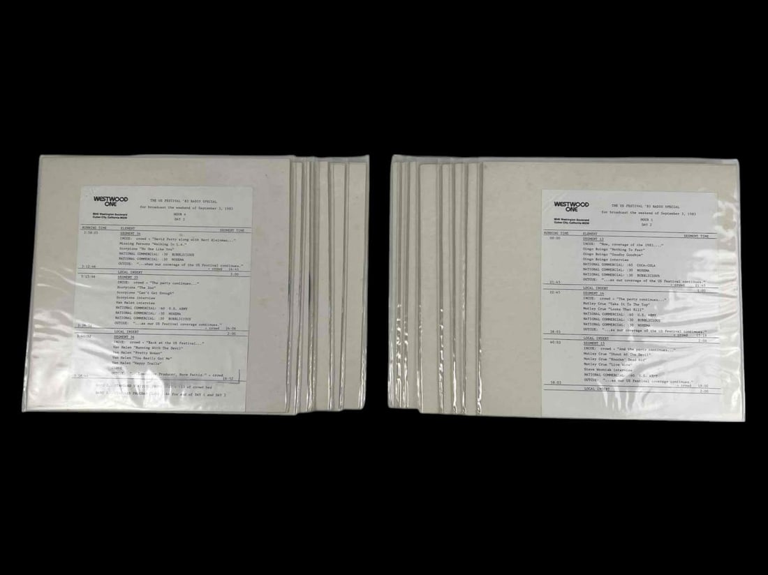 Westwood One, The US Festival '83 12 Hour Radio Special With Cue Sheets, 18 Vinyl Records (1 of 3)