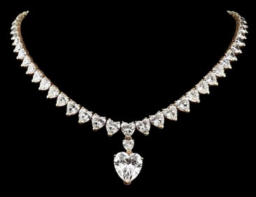 14K Heart Shaped White Zircon Necklace