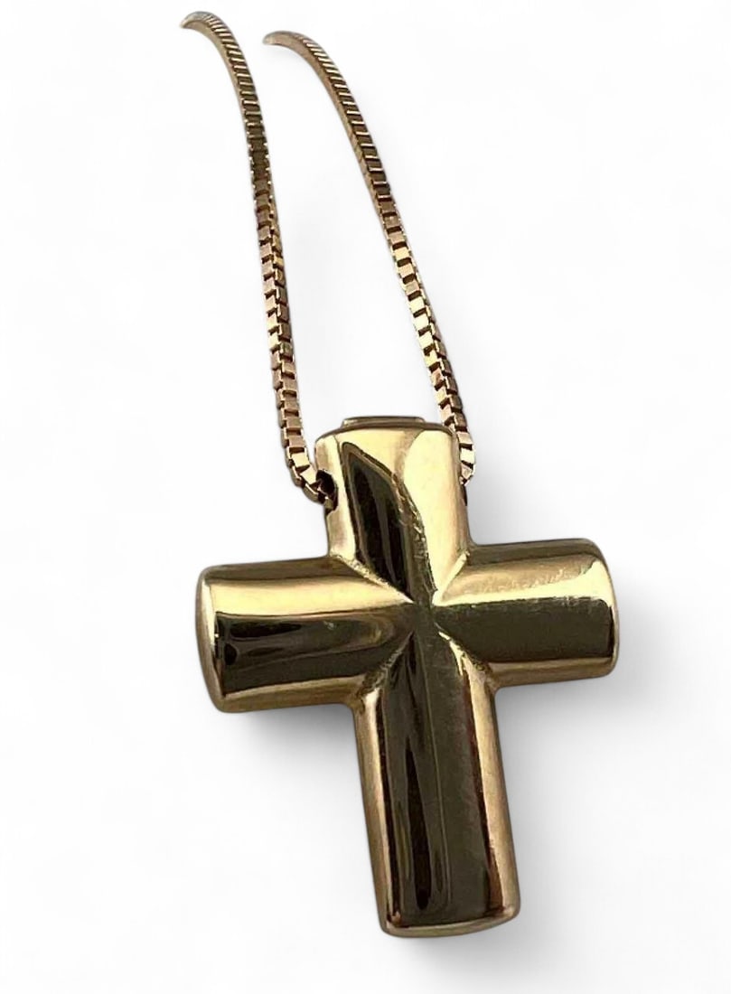 Italian 14K Cross Slider Necklace (1 of 4)