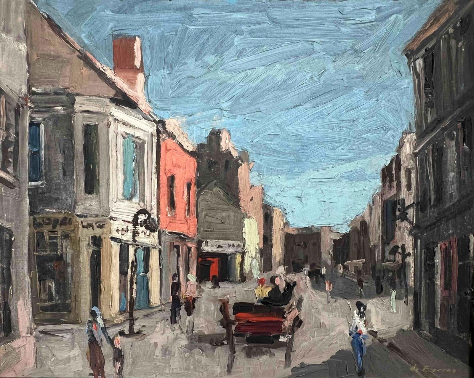 Street Scene, 20th C., Oil On Board, Signed de Barros (1 of 10)