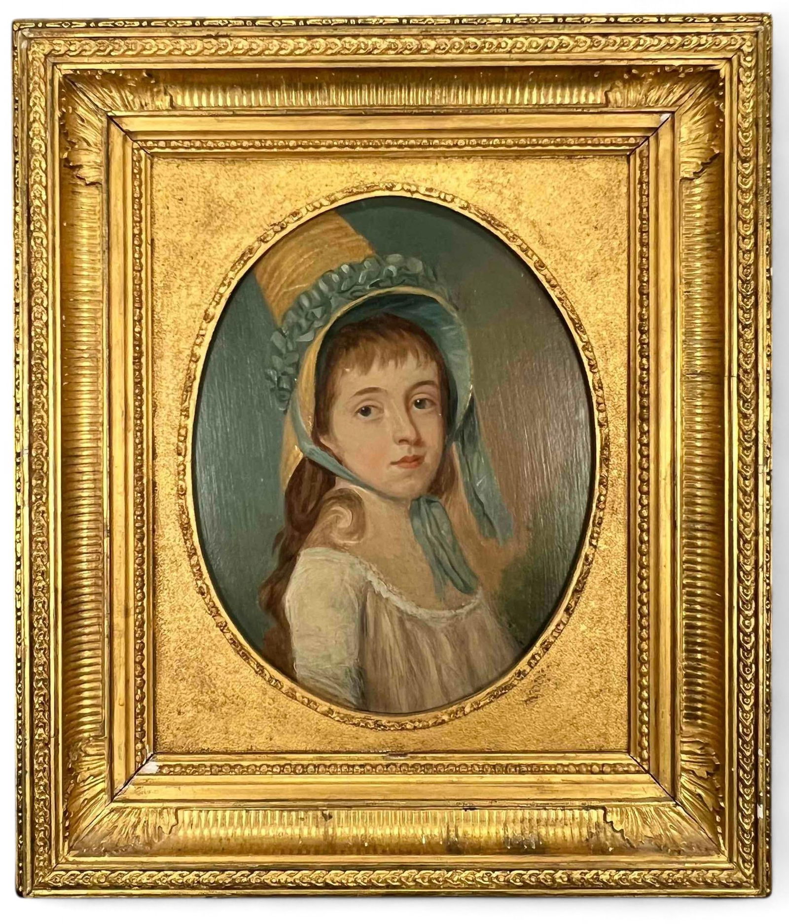 Girl With Bonnet, 19th Century Portrait, Oil On Board (1 of 9)