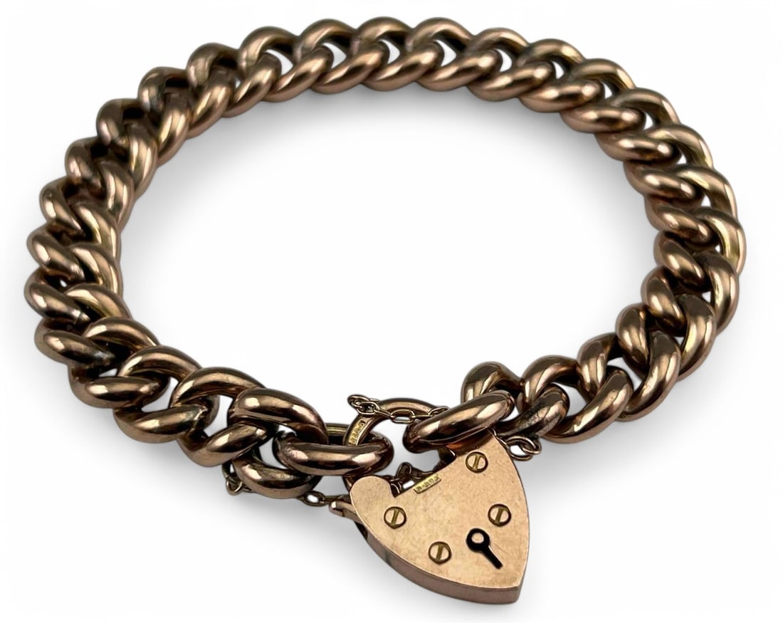 Antique Victorian 9K Heart Lock Bracelet (1 of 8)