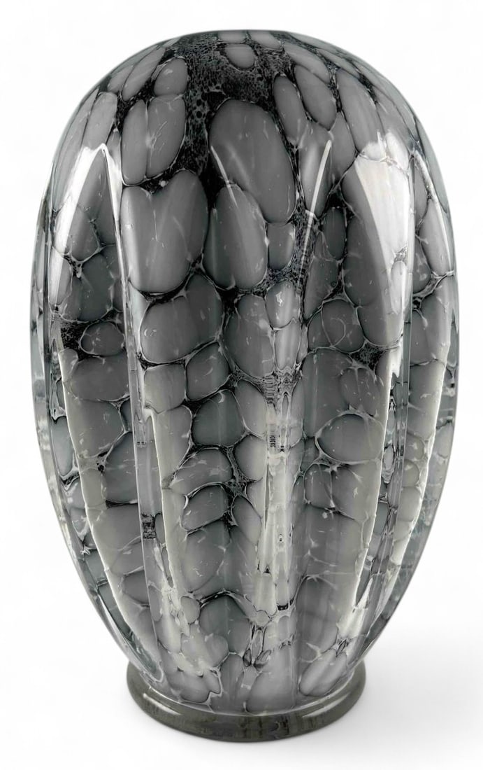 Fluted Marbled Art Glass Vase (1 of 7)
