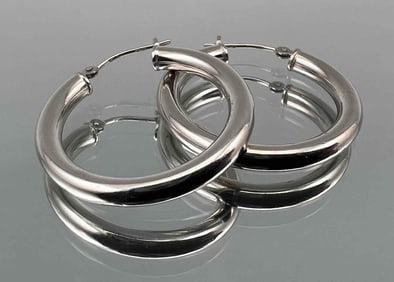 14K White Gold Hoop Earrings