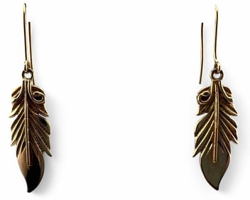 14K Handmade Feather Earrings