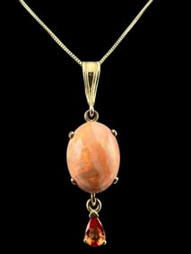 14K Opal Orange Sapphire Necklace